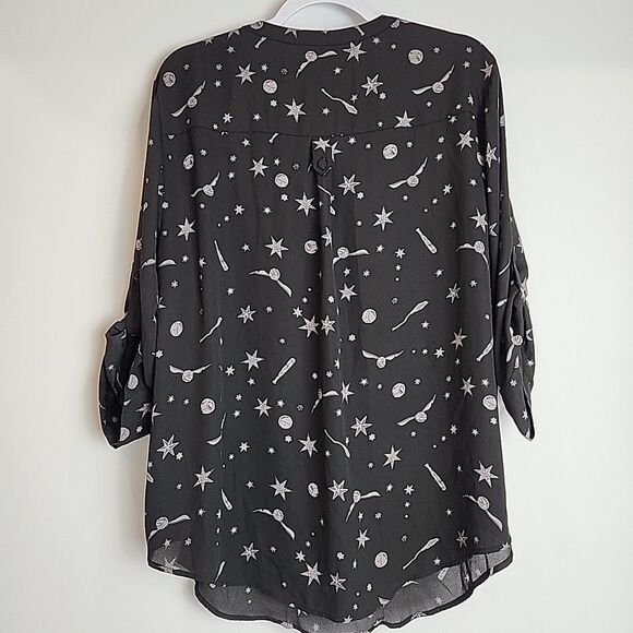 Torrid Harry Potter Star & Wand Black Georgette Harper Blouse Women’s Size 2X - Picture 10 of 16